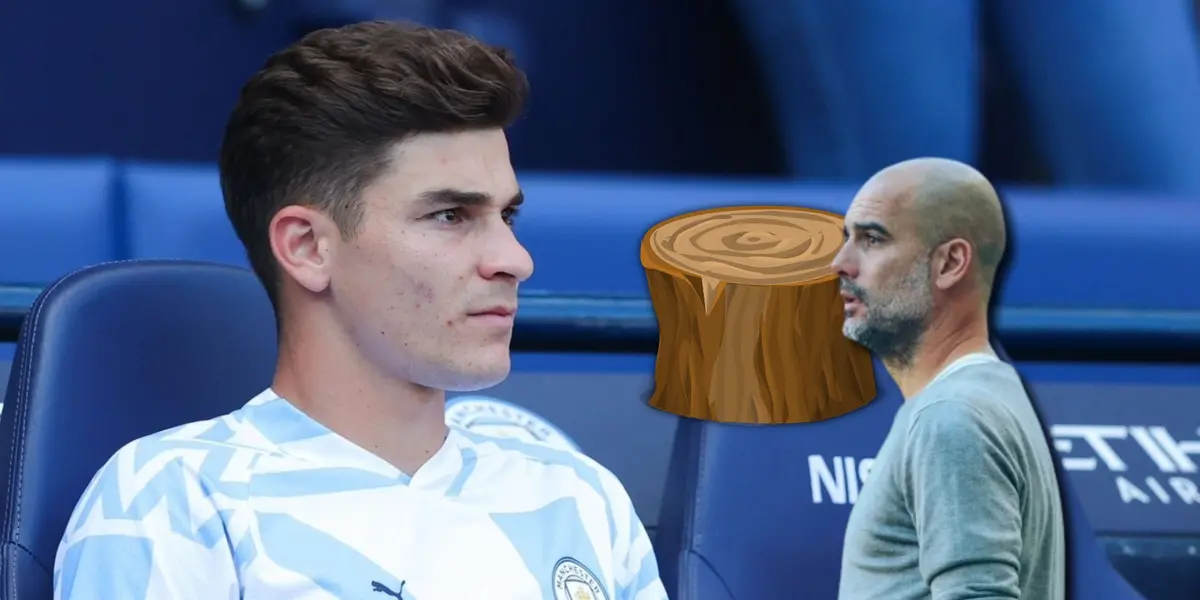 Julián Álvarez y Pep Guardiola.