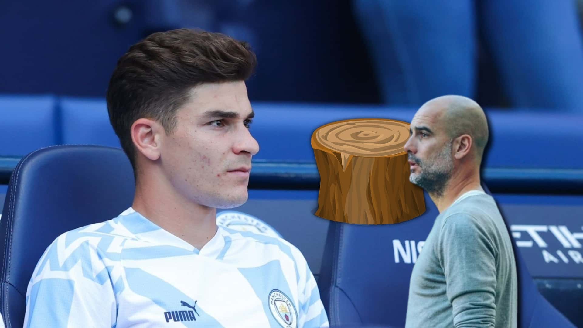 Julián Álvarez y Pep Guardiola.