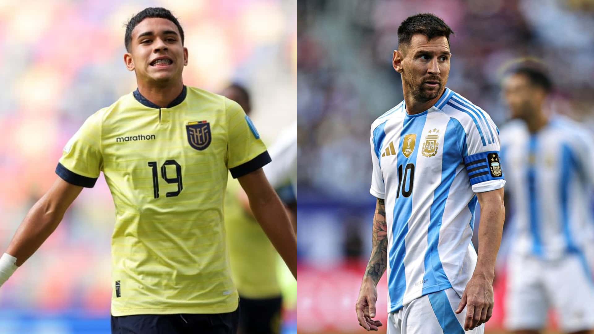 Kendry Páez en Ecuador y Lionel Messi con Argentina (2024).