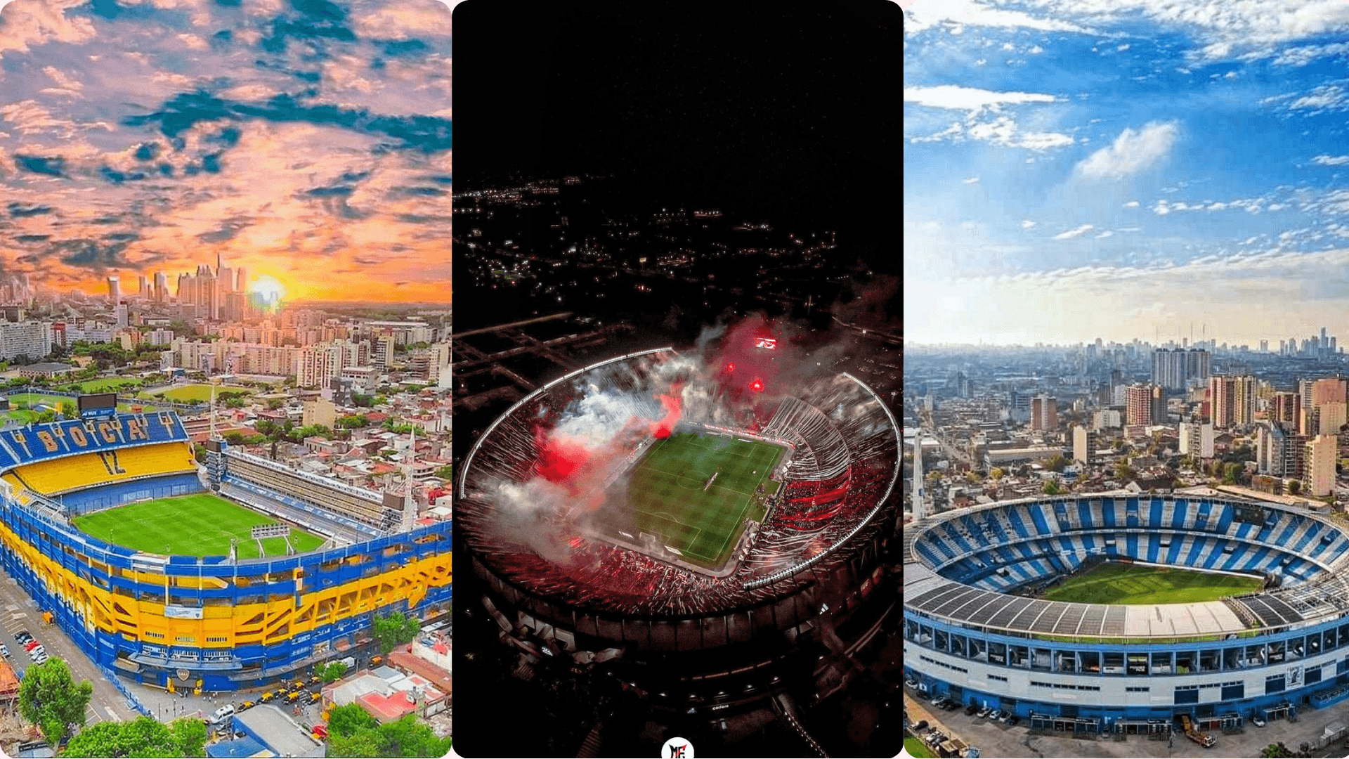 La Bombonera, El monumental y el cilindro de Avellaneda/ Twitter