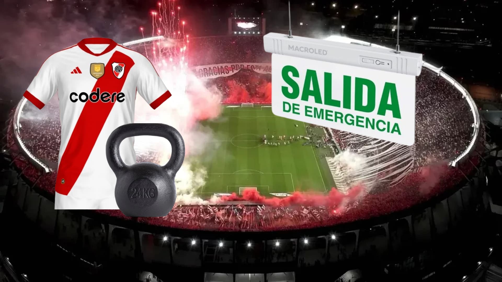 La camiseta de River Plate y de fondo el estadio Monumental.