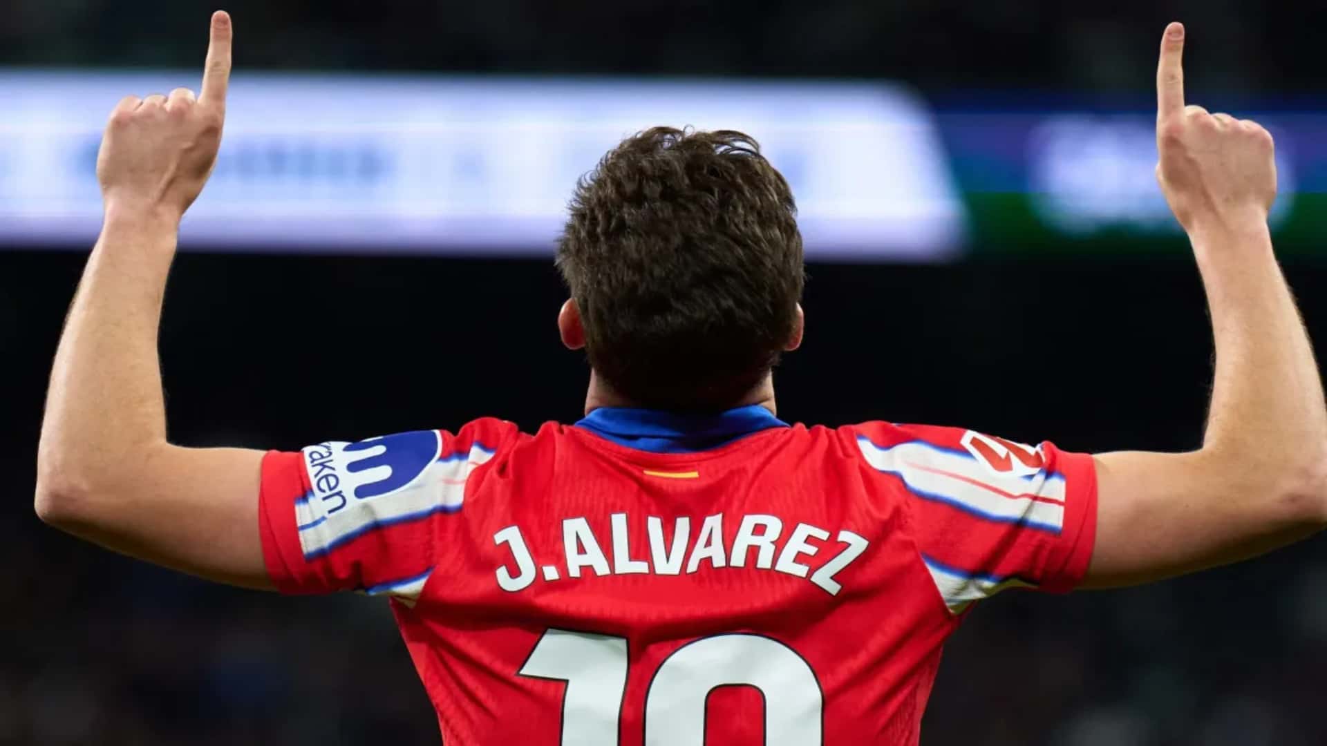 La dedicatoria especial de Álvarez en su festejo (Infobae)