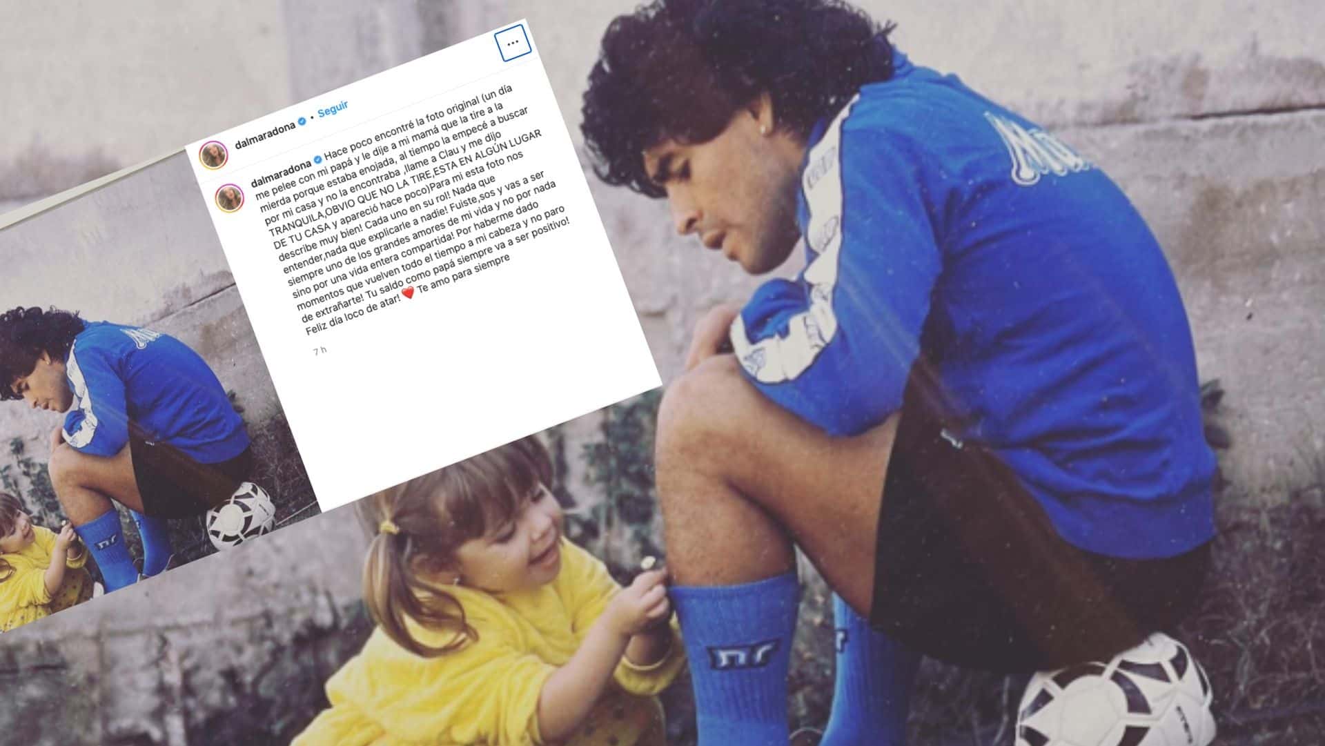 La hija mayor de Diego realizó una publicación muy cálida en el día del padre.