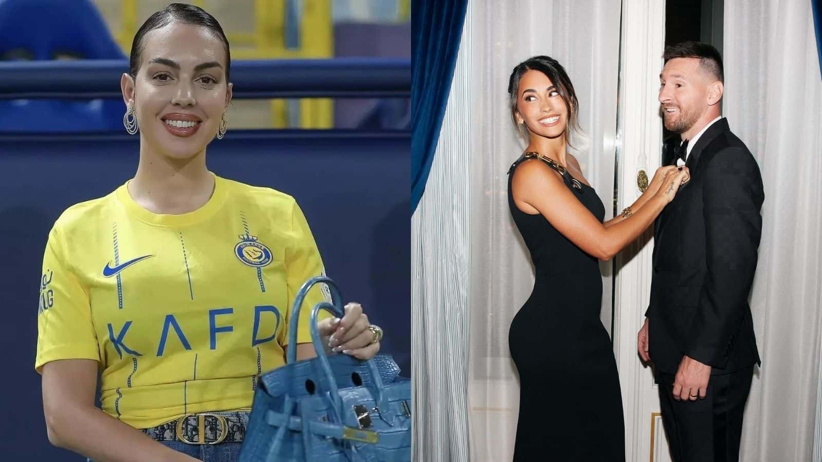 La pareja de Cristiano Ronaldo viste ostentosos atuendos, y Anto Roccuzzo se muestra con sencillos looks.
