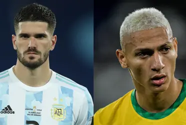 La Selección Argentina Sub 23 quedó eliminada de los Juegos Olímpicos en Tokio en la disciplina de fútbol y el jugador Richarlison se burló de la pronta salida del combinado de Fernando Batista, ¿Cómo reaccionó Rodrigo de Paul ante esto? Enterate de toda la situación acá.