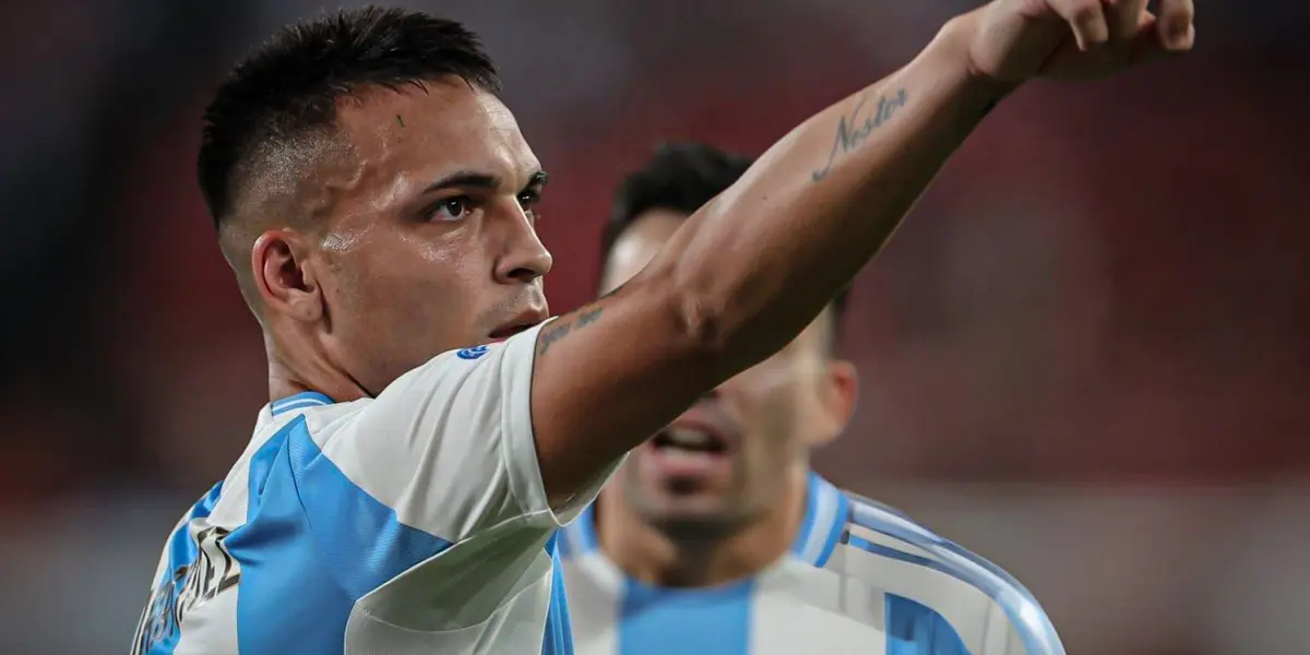 Lautaro Martínez festeja su gol ante Chile.