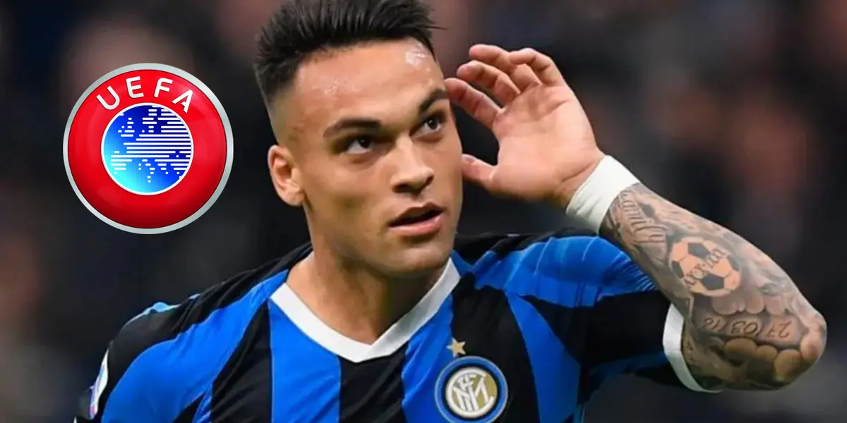 Lautaro Martínez festeja un gol con el Inter de Milán.