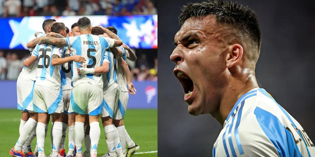 Lautaro Martínez grita su gol con Argentina.