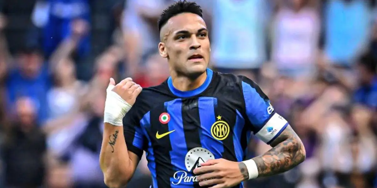 Lautaro Martínez vistiendo la camiseta de Inter de Milán.
