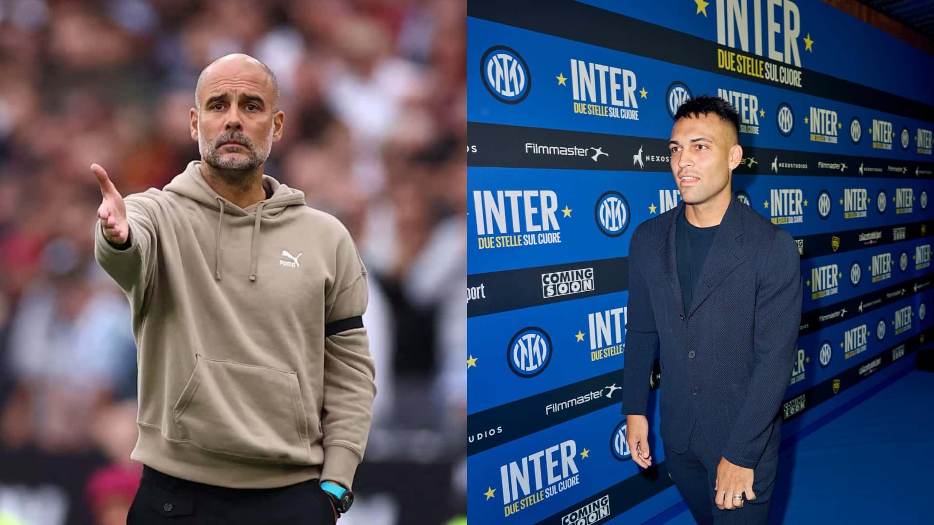 Lautaro Martínez y Pep Guardiola