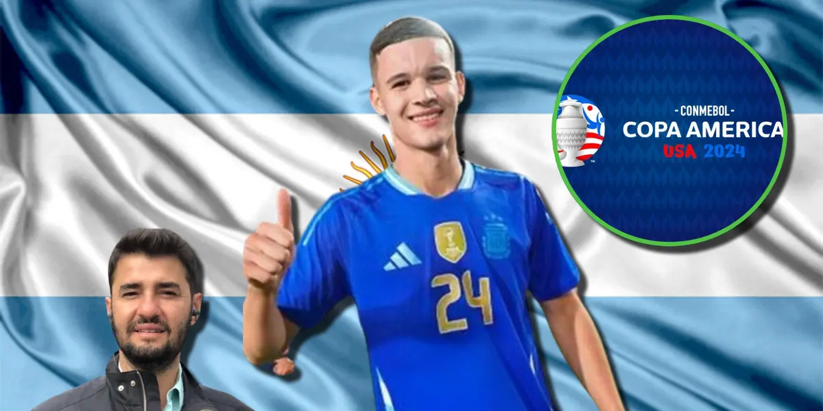 Leandro Aguilera y Valentín Carboni con la camiseta suplente de Argentina.