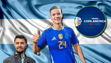 Leandro Aguilera y Valentín Carboni con la camiseta suplente de Argentina.