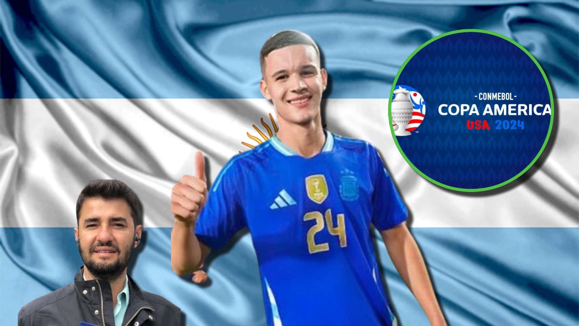 Leandro Aguilera y Valentín Carboni con la camiseta suplente de Argentina.