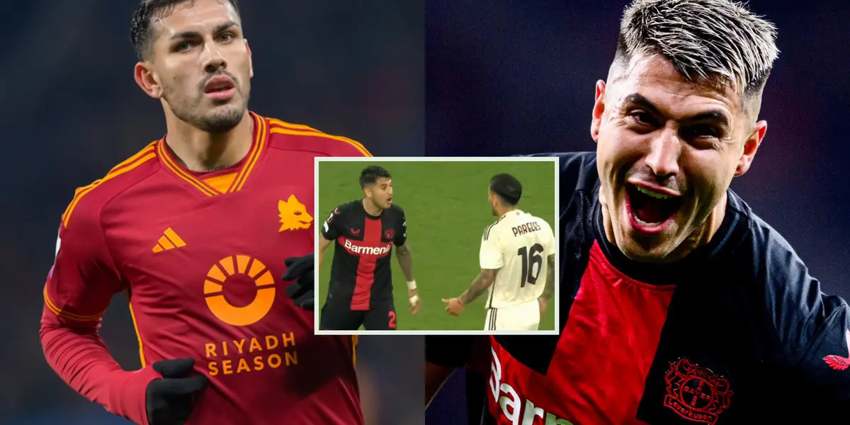 Leandro Paredes con la camiseta de Roma y Palacios con la casaca de Bayer Leverkusen.