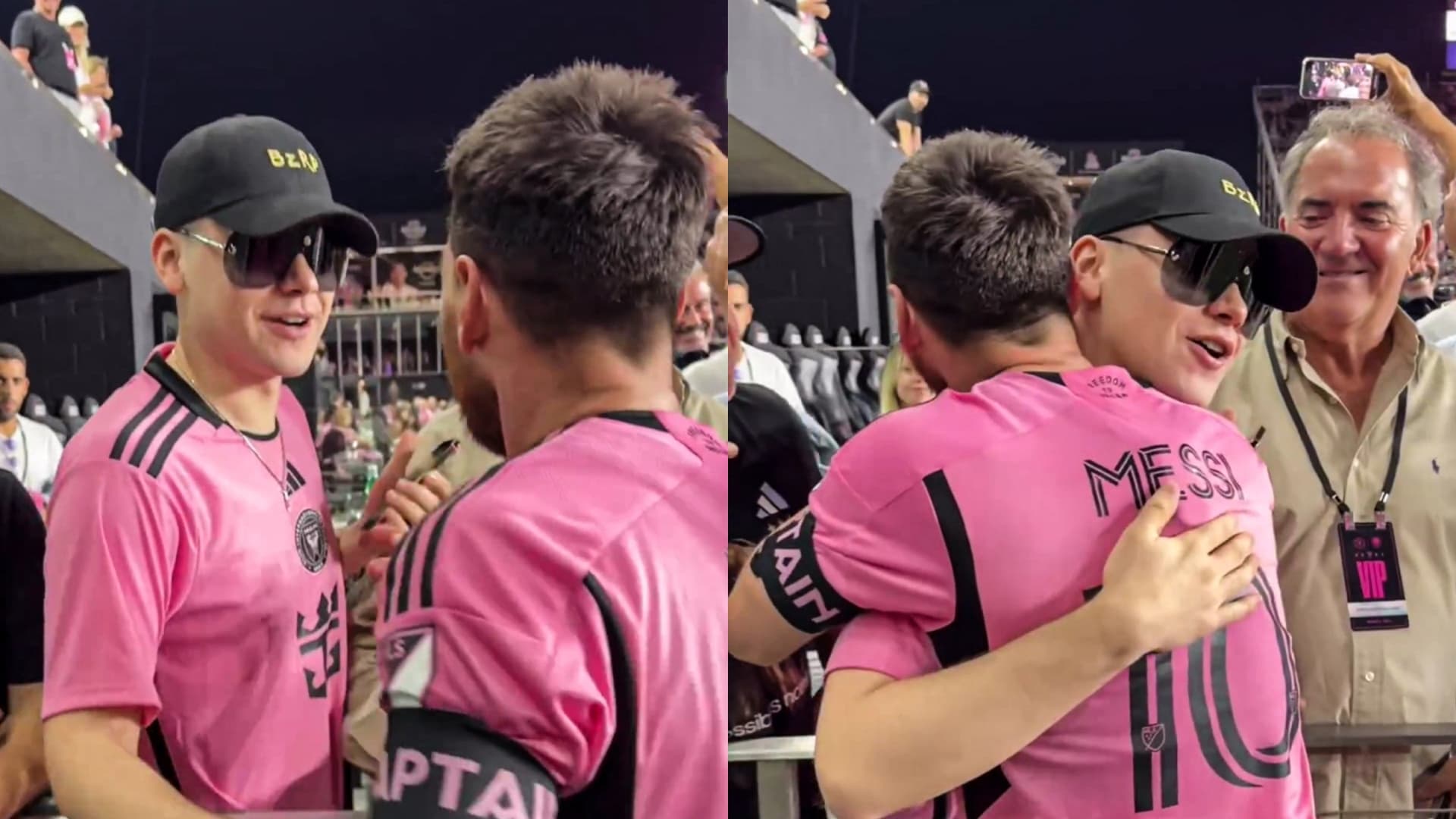 Leo Messi y su abrazo con Bizarrap.
