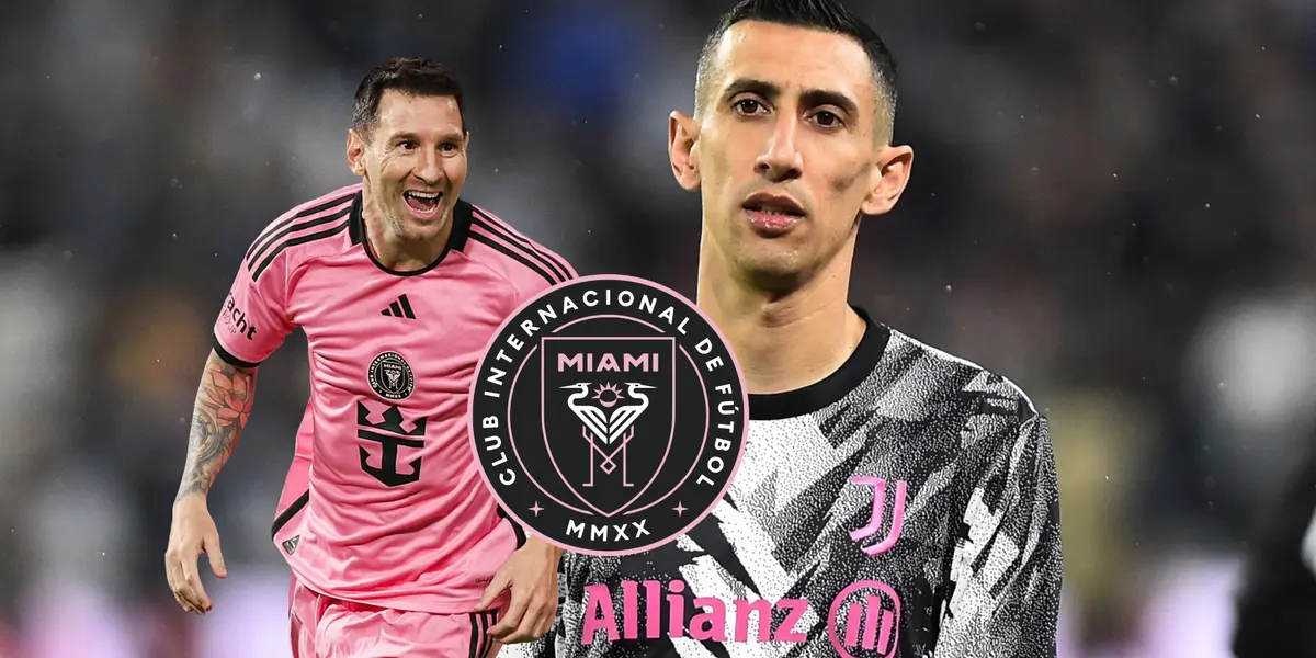 Lionel Messi, Ángel Di María y el escudo del Inter Miami