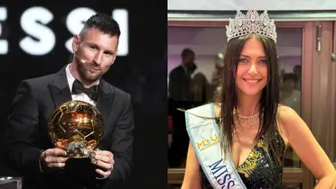 Lionel Messi con el Balón de Oro y la Miss Universo Buenos Aires, Alejandra Rodríguez
