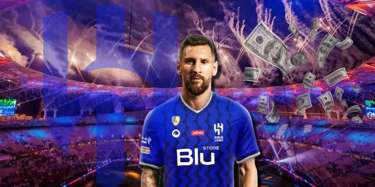Lionel Messi con la camiseta del Al-Hilal (edición).