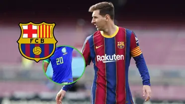 Lionel Messi con la camiseta del Barcelona en su última temporada en el club.