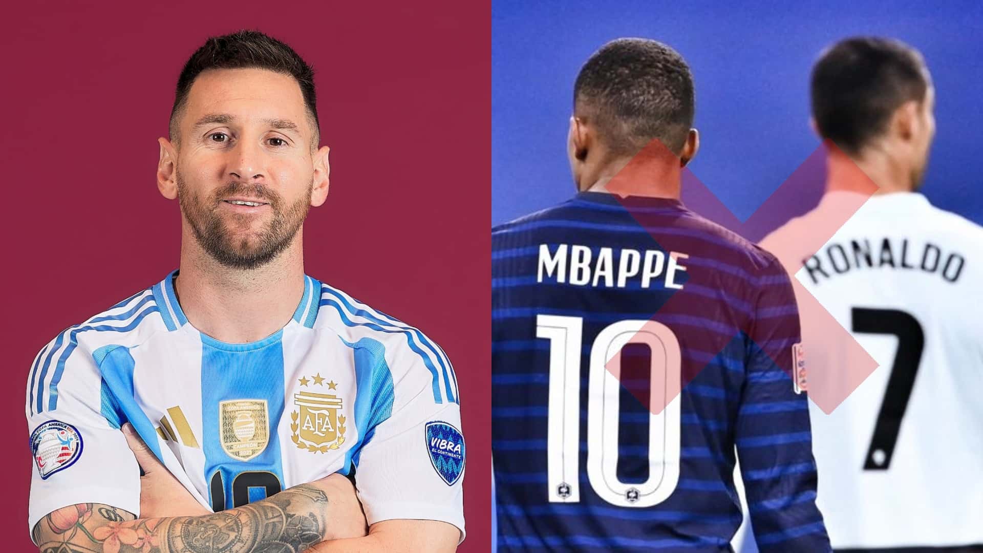 Lionel Messi cruzado de brazos con la camiseta de Argentina.