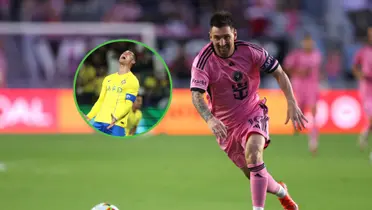 Lionel Messi en acción con la camiseta del Inter Miami vs New York Red Bull.