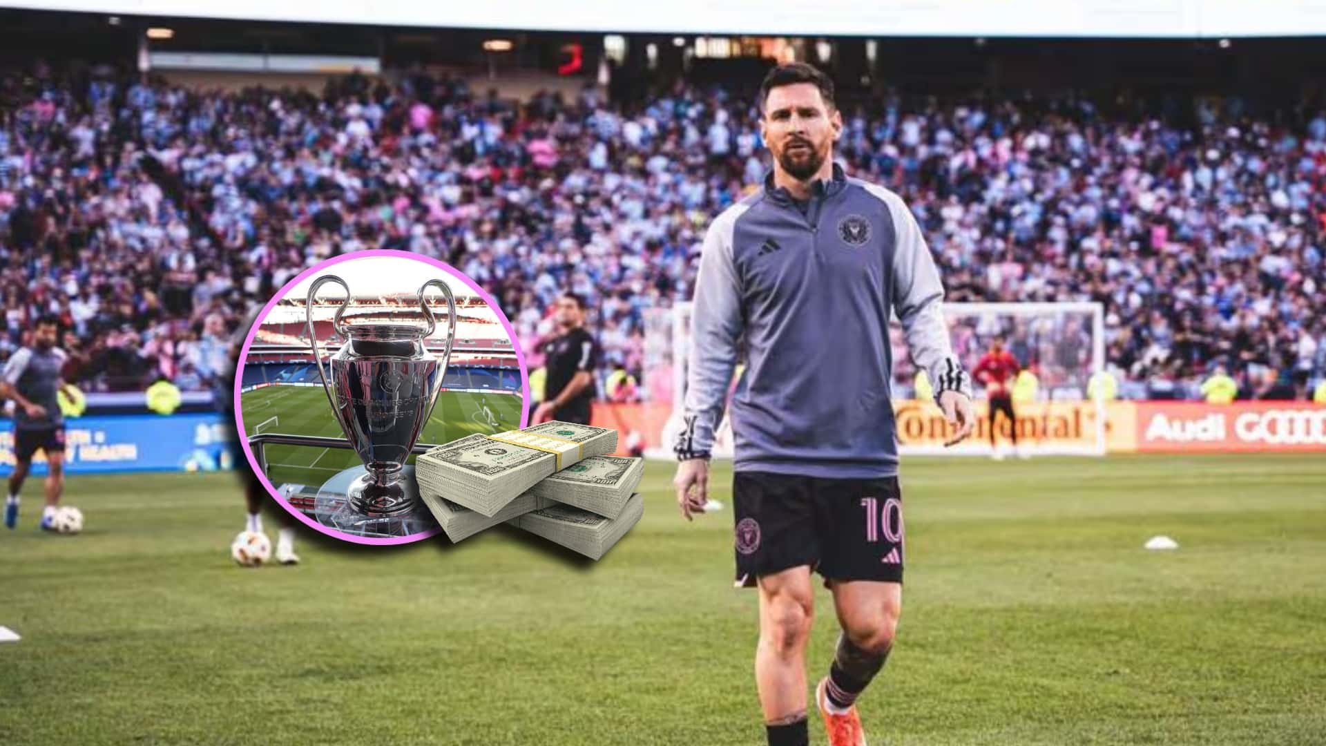 Lionel Messi en la previa de un partido con Inter Miami.
