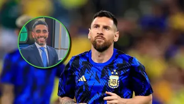 Lionel Messi en la previa de un partido de Argentina.