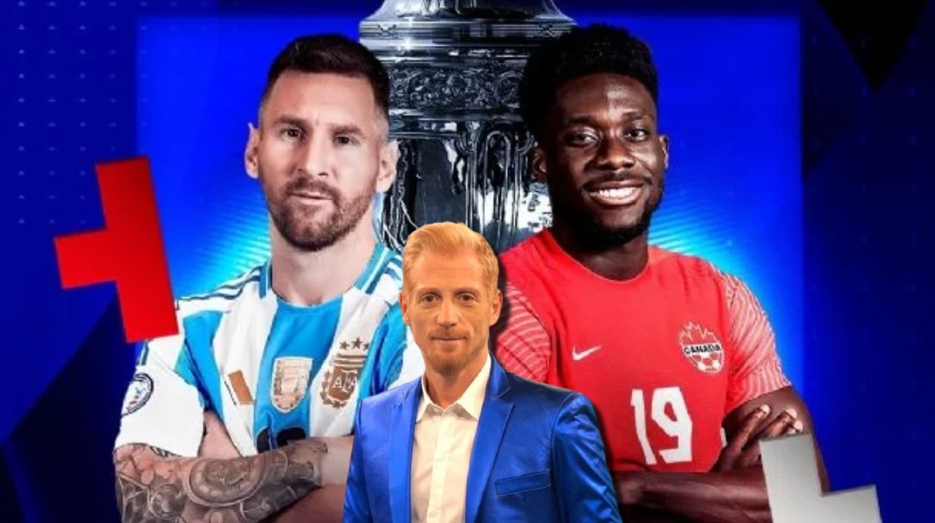 Lionel Messi, Martín Liberman y Alphonso Davies.