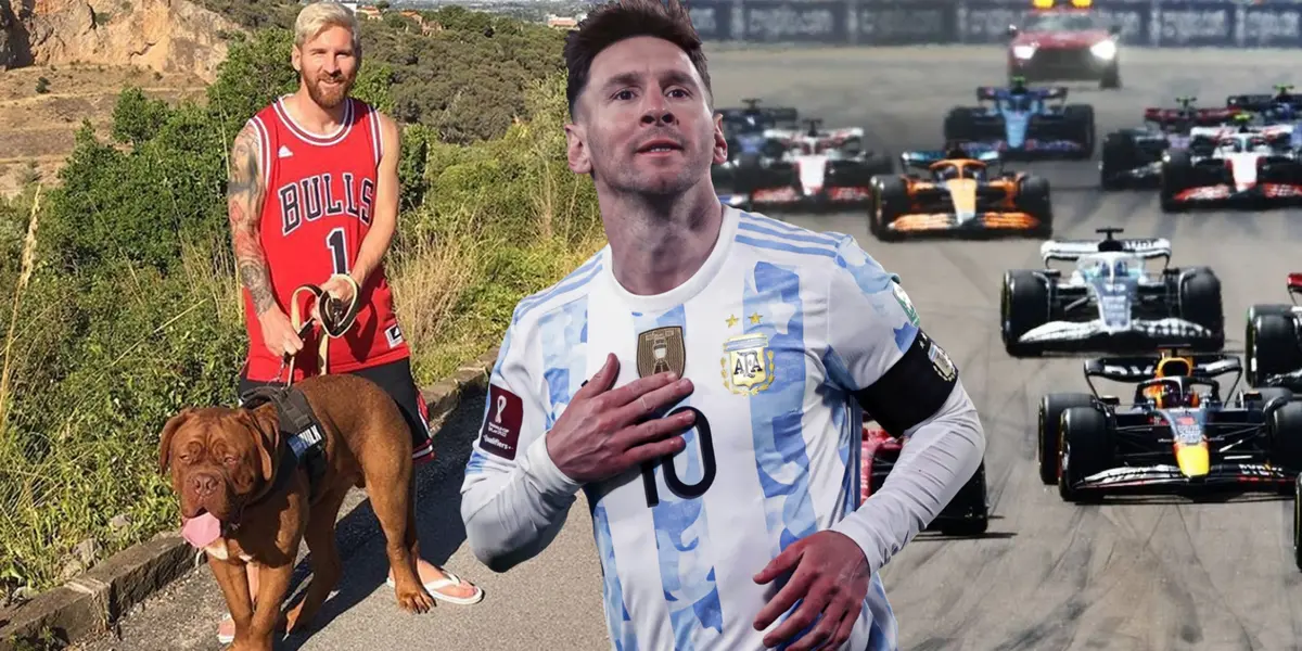 Lionel Messi paseando a su perro Hulk con la camiseta de Chicago Bulls