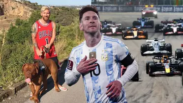 Lionel Messi paseando a su perro Hulk con la camiseta de Chicago Bulls
