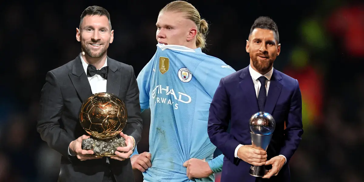 Lionel Messi sonríe sosteniendo el Balón de Oro y el FIFA The Best