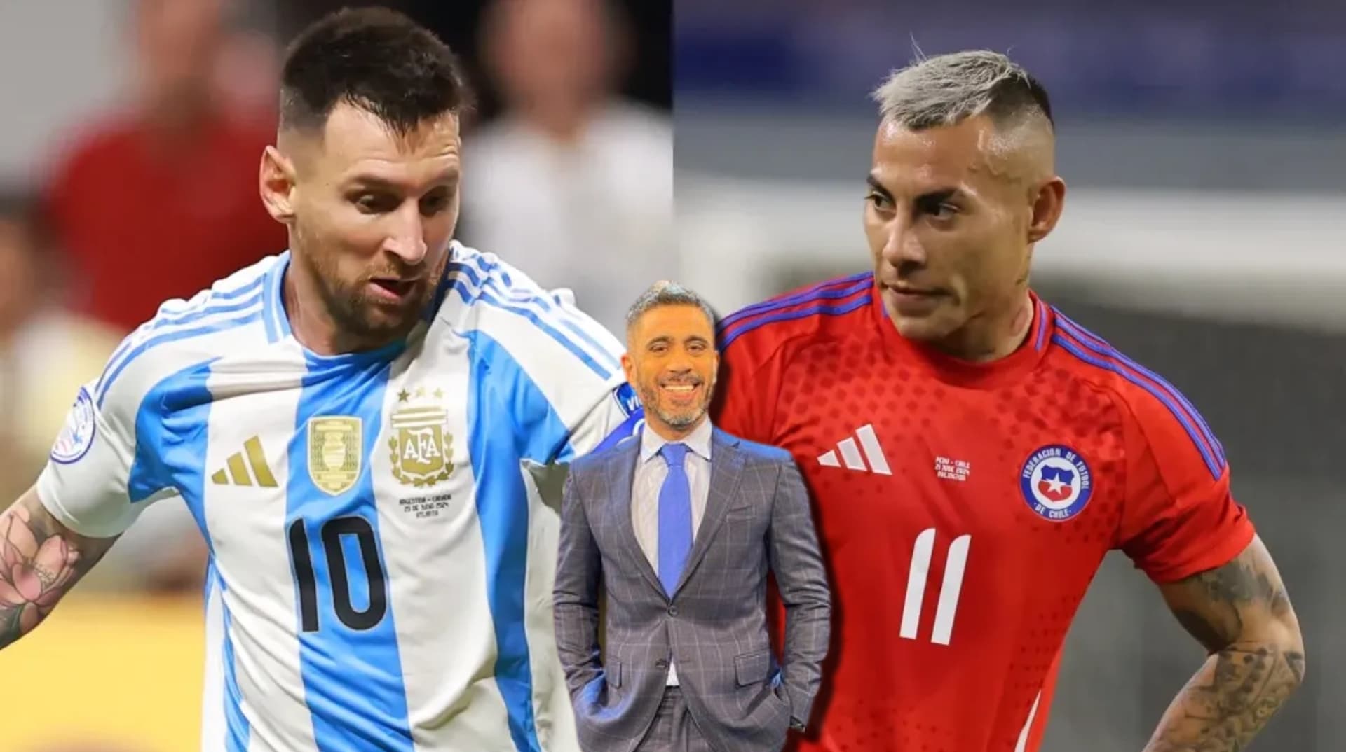 Lionel Messi y Eduardo Vargas.