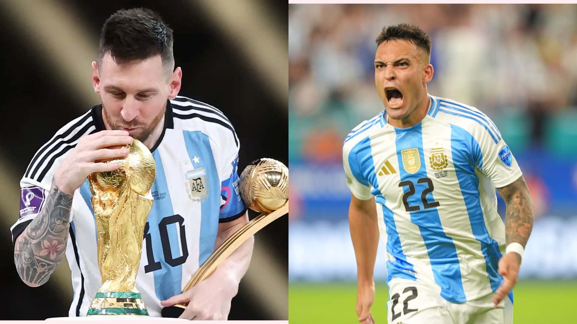 Lionel Messi y Lautaro Martínez.