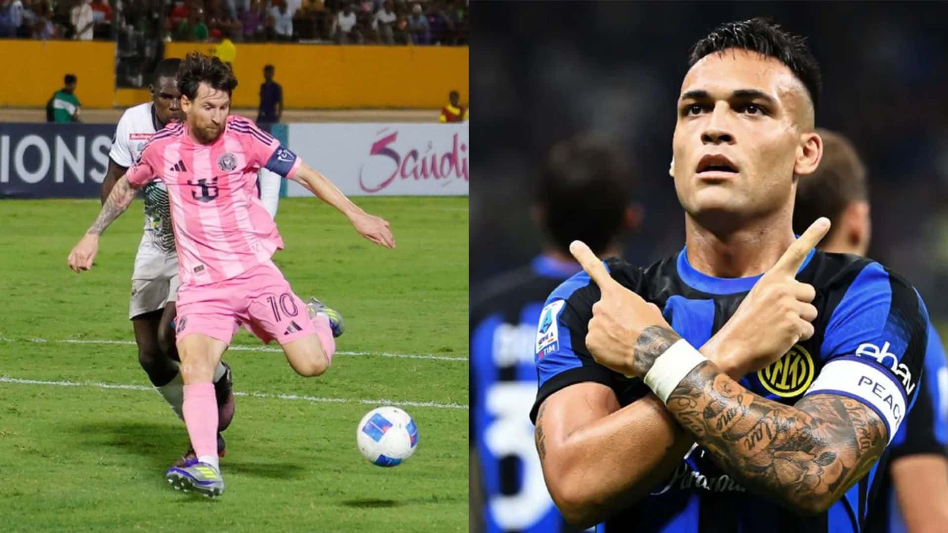 Lionel Messi y Lautaro Martínez.