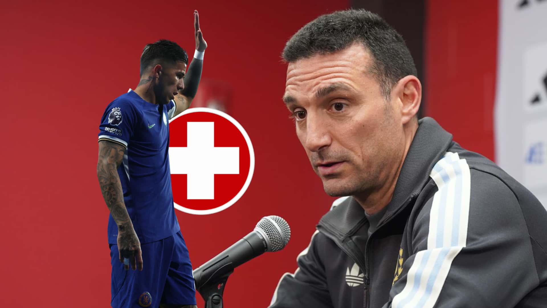 Lionel Scaloni con cara de preocupación