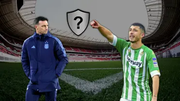 Lionel Scaloni, DT de la Albiceleste, y Guido Rodríguez, con la camiseta de Real Betis.