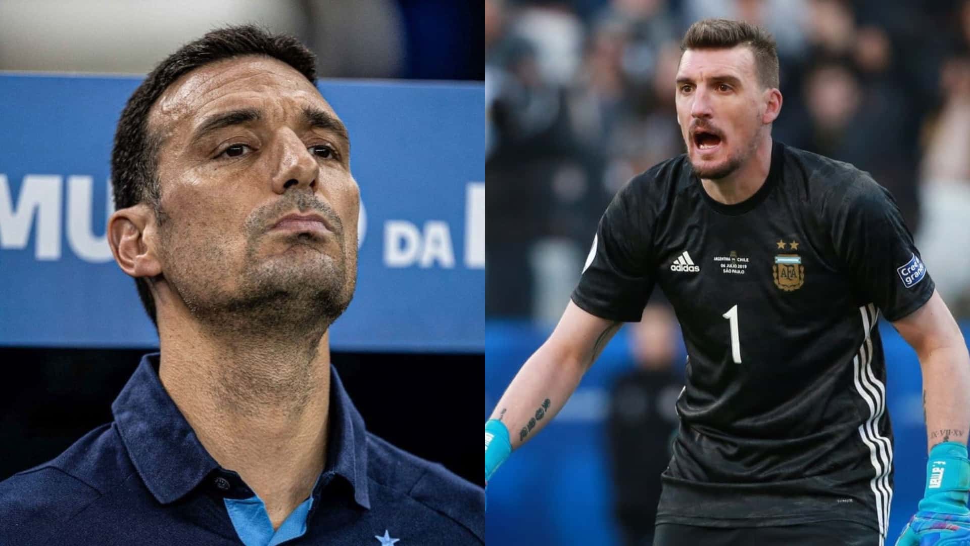 Lionel Scaloni y Franco Armani