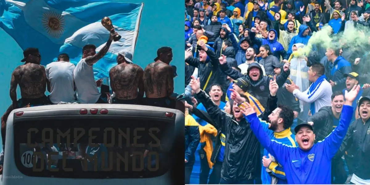 Los festejos por el campeonato mundial fue tremendo y otro de los futbolista se mostró con los colores del Xeneize.