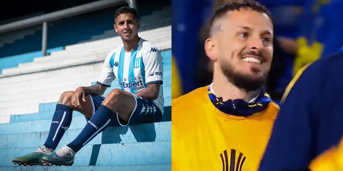 Los hinchas de Boca se expresaron en contra de Almendra en el calentamiento previo al duelo con Racing de la Libertadores.