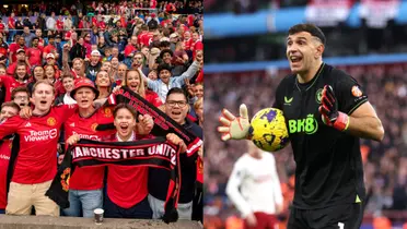 La burla de los hinchas del United a Dibu Martínez tras el triunfo en Villa Park