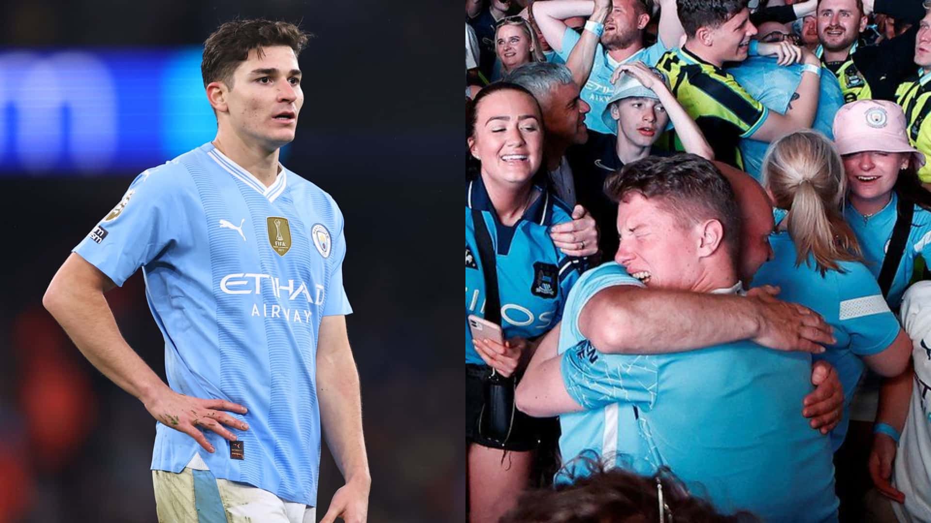 Los hinchas del City festejaron la suplencia de Julián Álvarez