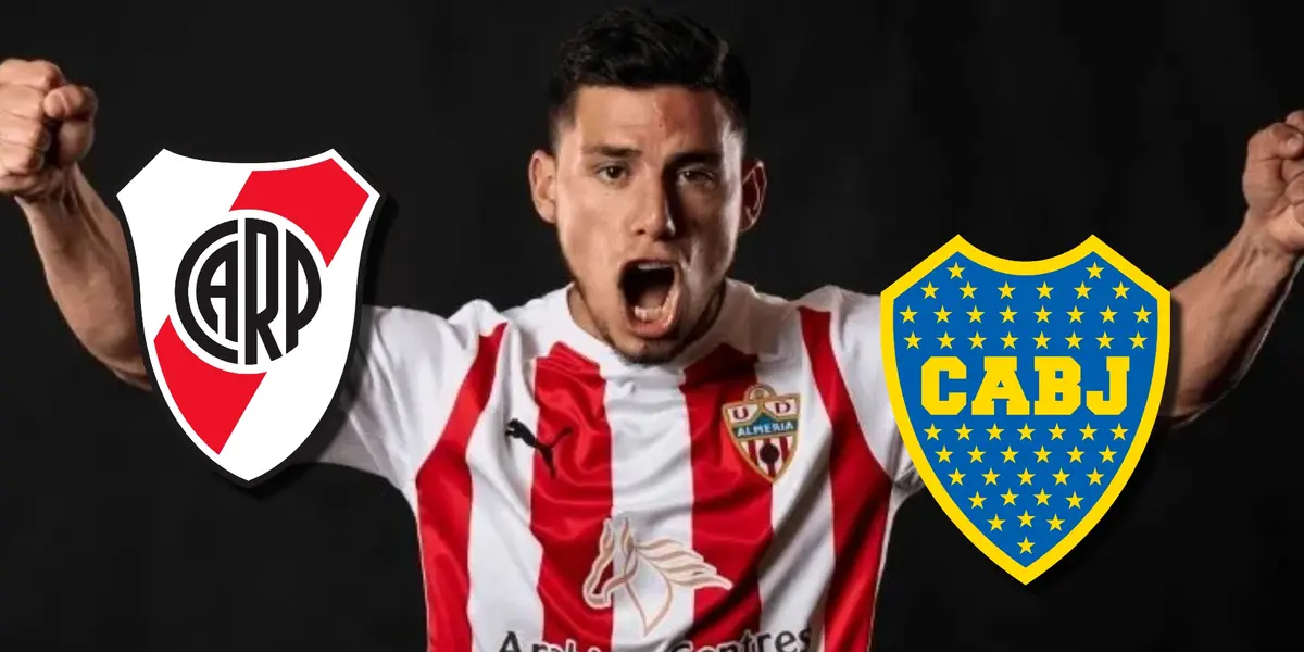 Lucas Robertone con la camiseta de Almería.