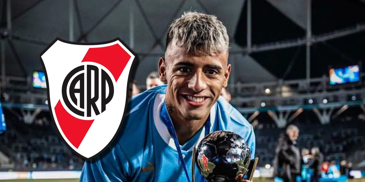 Luciano Rodríguez con la Copa del Mundo Sub 20.