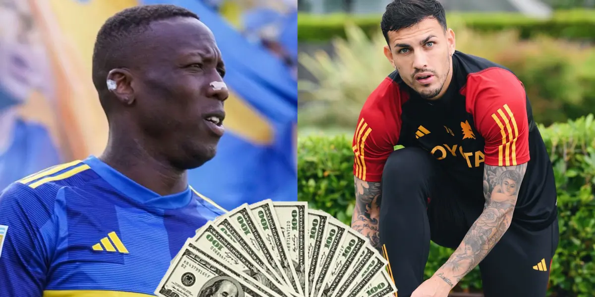 Luis Advíncula en un partido con Boca, y a su lado Leandro Paredes entrena con Roma.