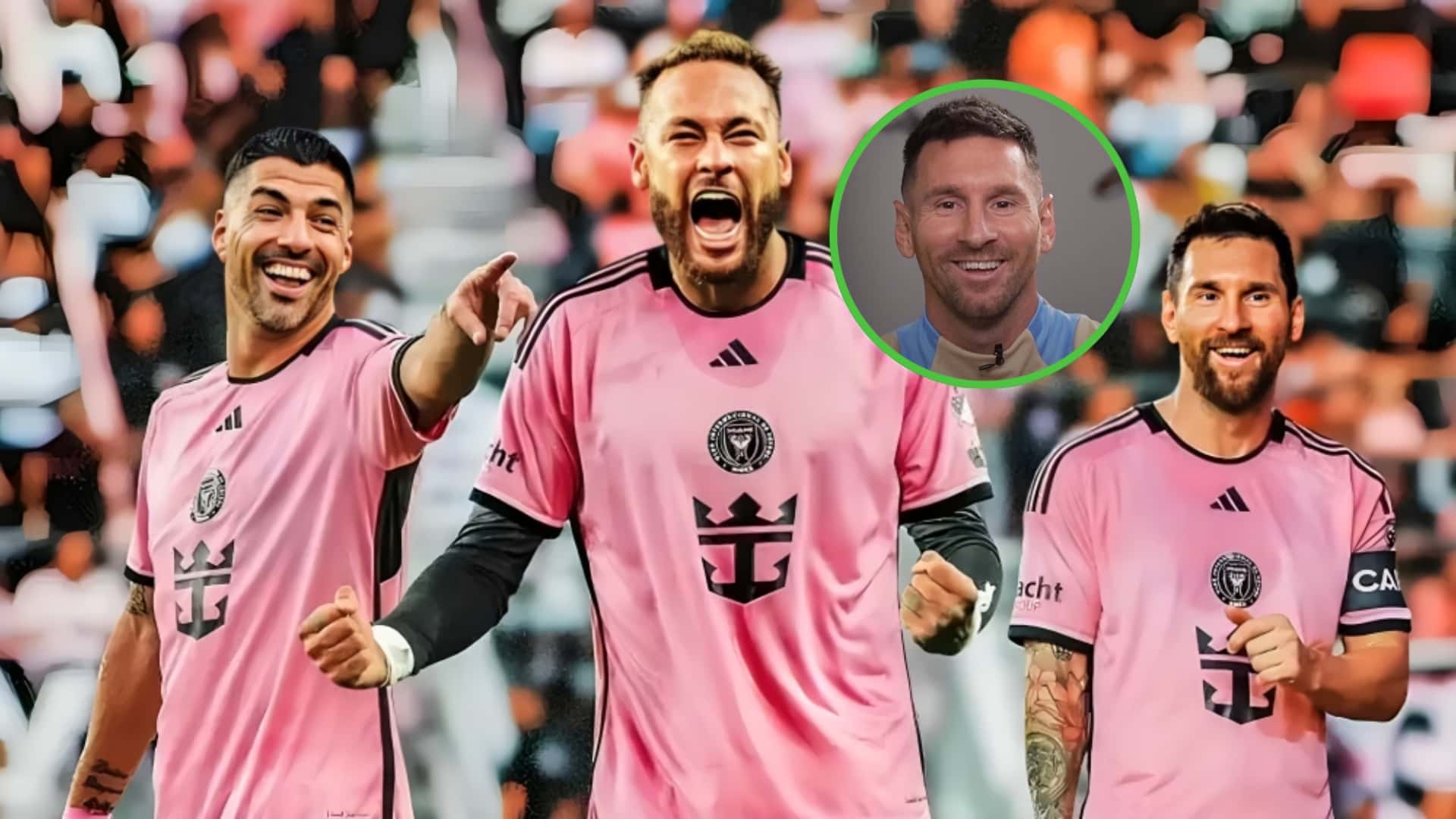 Luis Suárez, Neymar-edición- y Lionel Messi en Inter Miami.