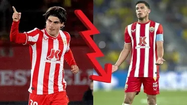 Luka Romero y Lucas Robertone con la camiseta del Almería