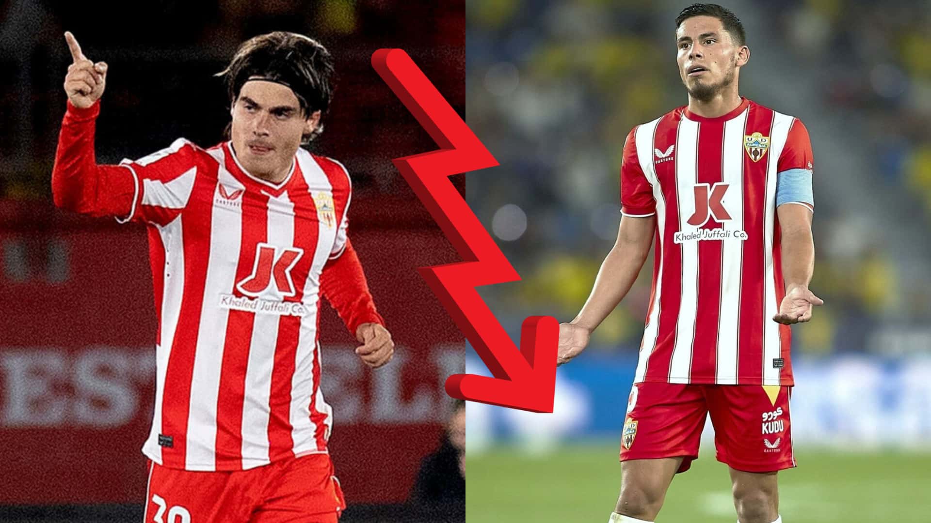 Luka Romero y Lucas Robertone con la camiseta del Almería