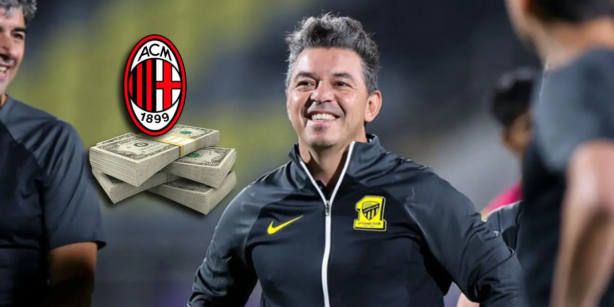 Marcelo Gallardo con el buzo de entrenador en Al-Ittihad.