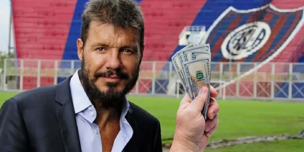 Marcelo Tinelli en la cancha de San Lorenzo