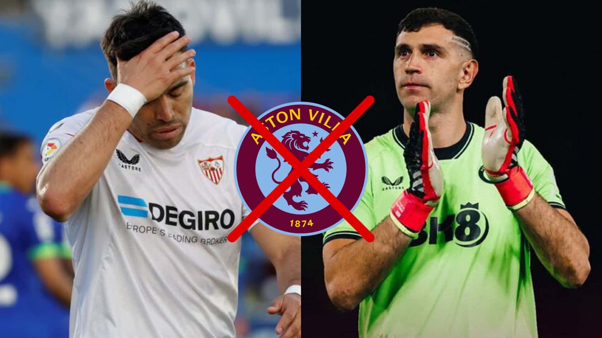 Marcos Acuña se toma la cabeza en Sevilla y Emiliano Martínez aplaude con Aston Villa